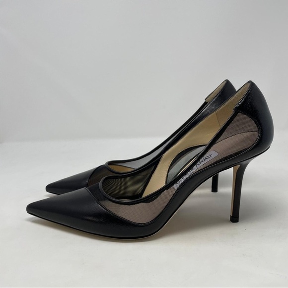 Jimmy Choo Love 85 Mesh and Leather Black Pointed Toe High Heels Pumps - NWT - Picture 10 of 14